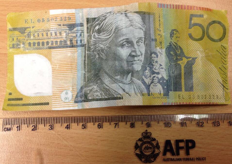 One of the fake $50 notes recovered. Photo: ACT Policing Facebook