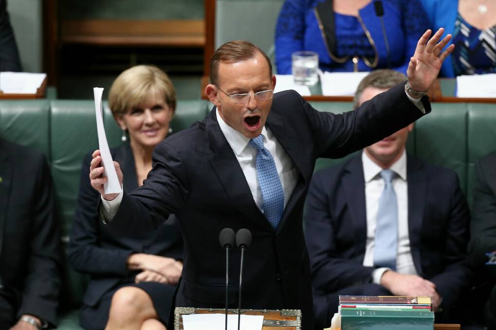 Prime Minister Tony Abbott withdraws his "Dr Goebbels" remark in question time on Thursday. Photo: Alex Ellinghausen