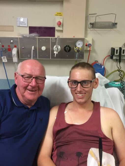 Kris Davis in Canberra Hospital where he has been receiving treatment since he was diagnosed in February with Acute Myeloid Leukemia, a cancer affecting his blood and bone marrow. Photo: Supplied