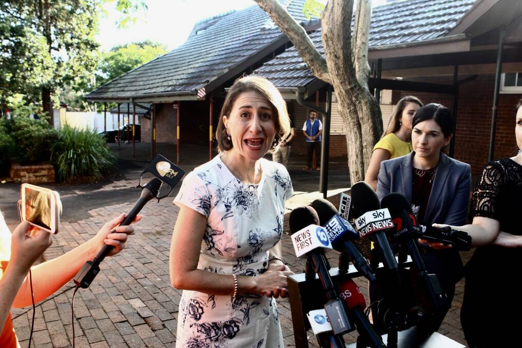 NSW Premier Gladys Berejiklian began her day voting in Willoughby. Photo: Dean Sewell