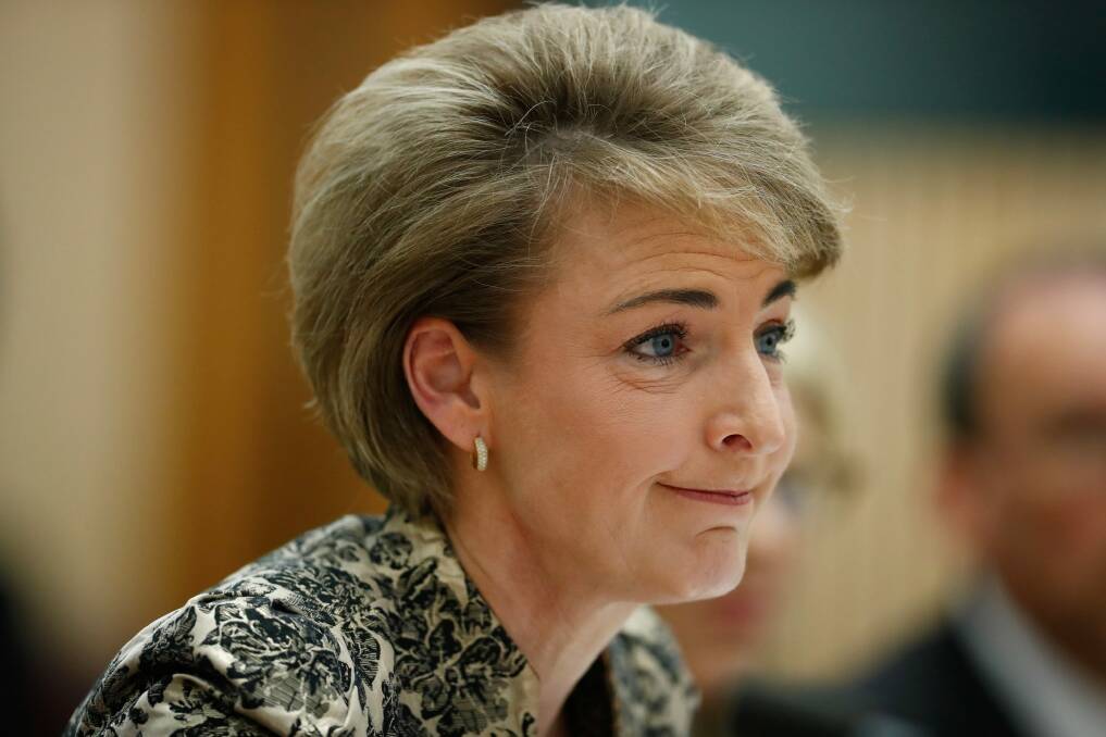Minister for Employment Michaelia Cash during a Senate estimates hearing at Parliament House in Canberra on Thursday 26 October 2017. fedpol Photo: Alex Ellinghausen Photo: Alex Ellinghausen