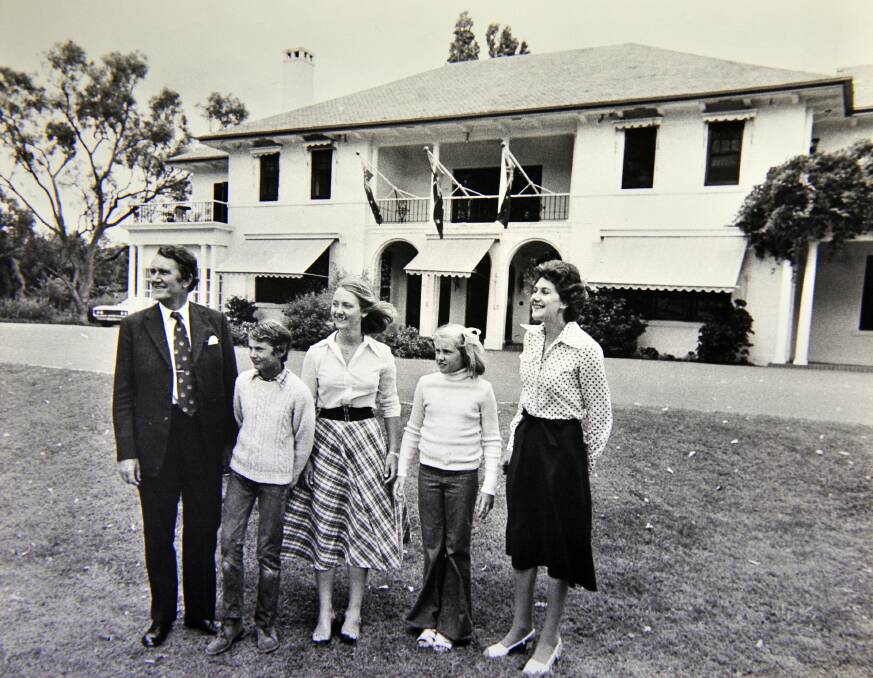 "I thought it was rather ordinary," Mrs Fraser said of The Lodge, seen her with her husband Malcolm and children in 1975. Photo: Fairfax Media