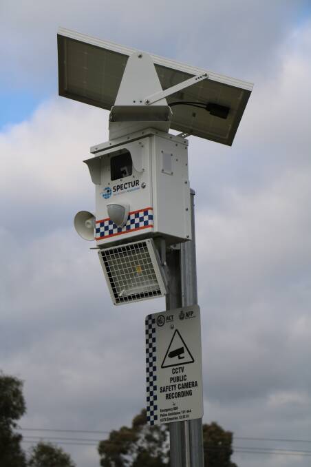 One of the new solar-powered public safety CCTV cameras installed in the ACT. Photo: Supplied