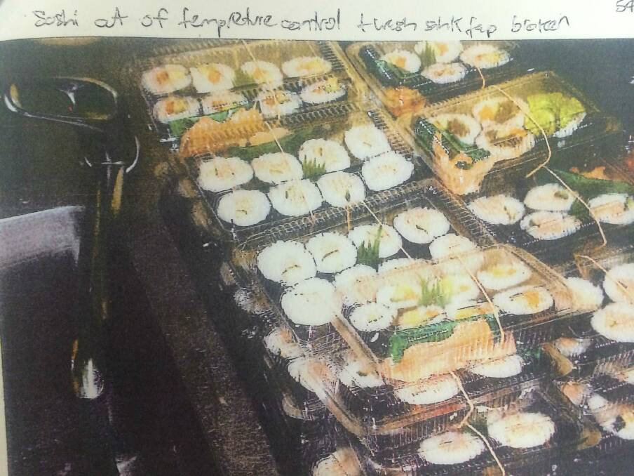 Sushi stored at improper temperatures in Woden Photo: Supplied