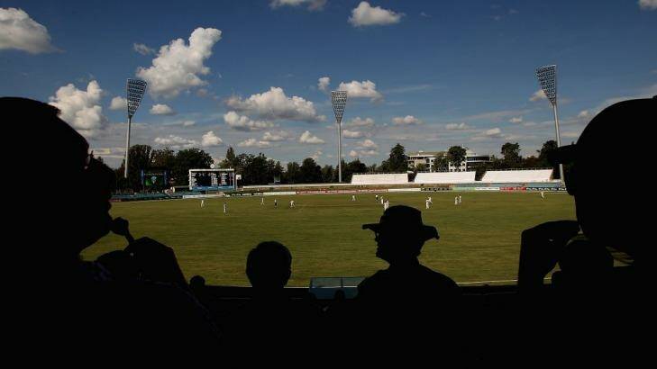 Fans watch day one of the Sheffield Shield final on Friday at Manuka Oval. Photo: Getty Images
