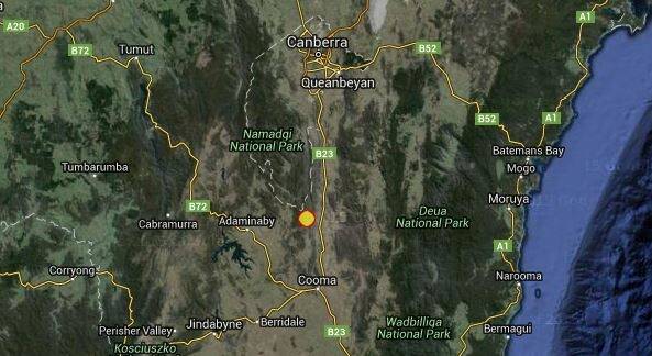 The earthquake near Bredbo struck about 4.40am on Sunday morning.  Photo: Geoscience Australia 