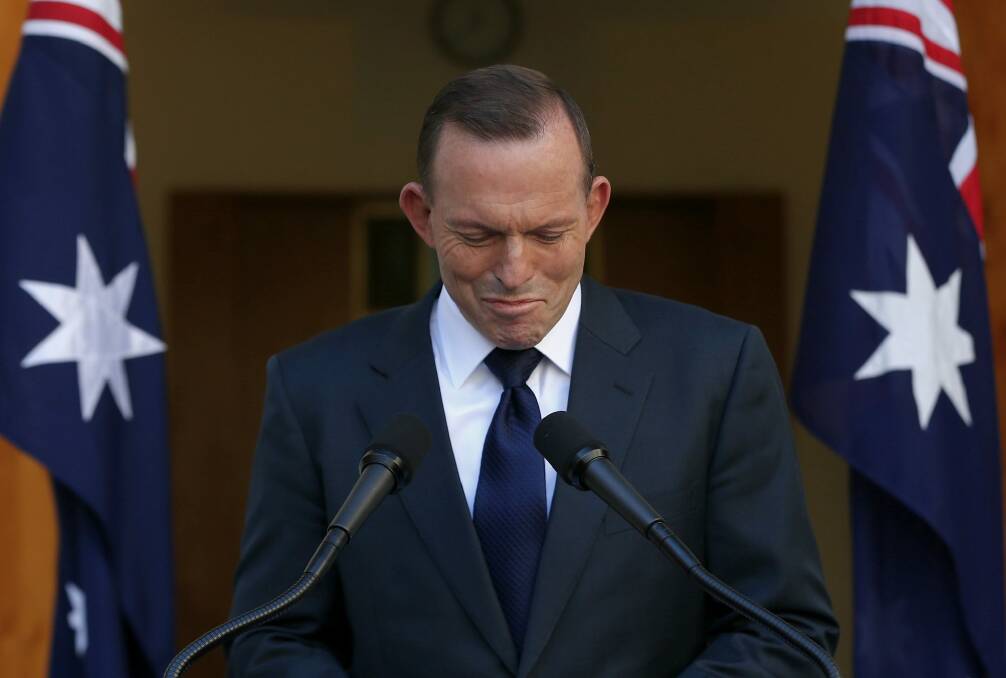 Tony Abbott delivers his final statement as prime minister. Photo: Alex Ellinghausen