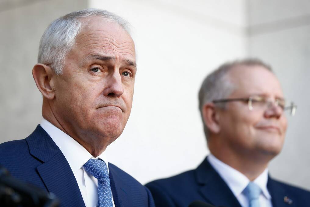 Prime Minister Malcolm Turnbull and Treasurer Scott Morrison are not yet out of woods on the AAA. Photo: Alex Ellinghausen