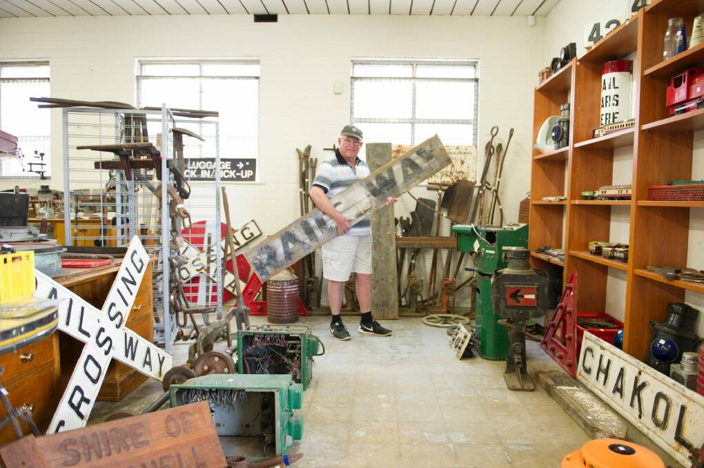 Barry Snelson's collection of nearly 700 items of railway memorabilia is being auctioned in Fyshwick.  Photo: Jay Cronan