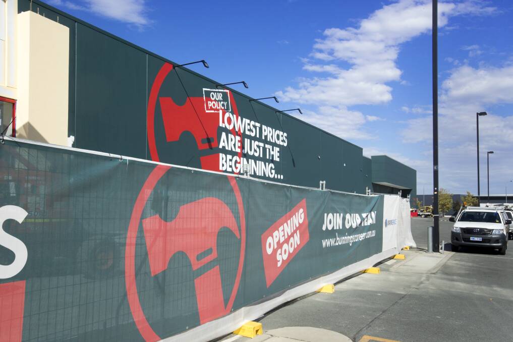 Final touches. Bunnings Warehouse Canberra Airport to open at the end of May  Photo: Supplied
