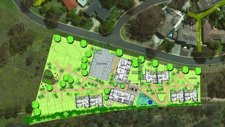 Site plan for the John James Village which would provide short-term accommodation for patients receiving treatment at the Canberra Hospital and their families. Photo: Supplied