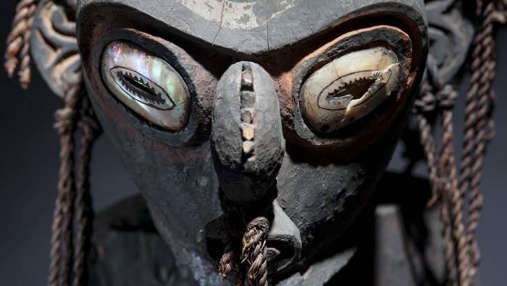 Paki (guardian figure), early 20th century in <i>Myth + Magic: Art of the Sepik River, Papua New Guinea</i> at the National Gallery of Australia. Photo: Supplied