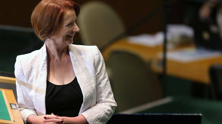 Prime Minister Julia Gillard addresses world leaders at the United Nations. Photo: Getty Images