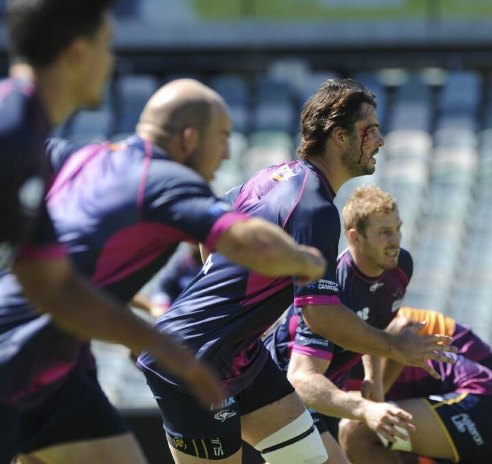 The Brumbies exchanged some friendly fire at training.

 Photo: Graham Tidy