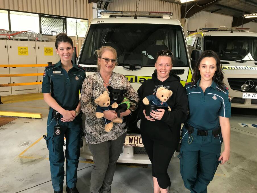 Queensland paramedics with Ron McCartney’s family. Left to right: Hanna Hoswell, Sharon McCartney, Danielle Smith and Kate Hanafy. Photo: Supplied