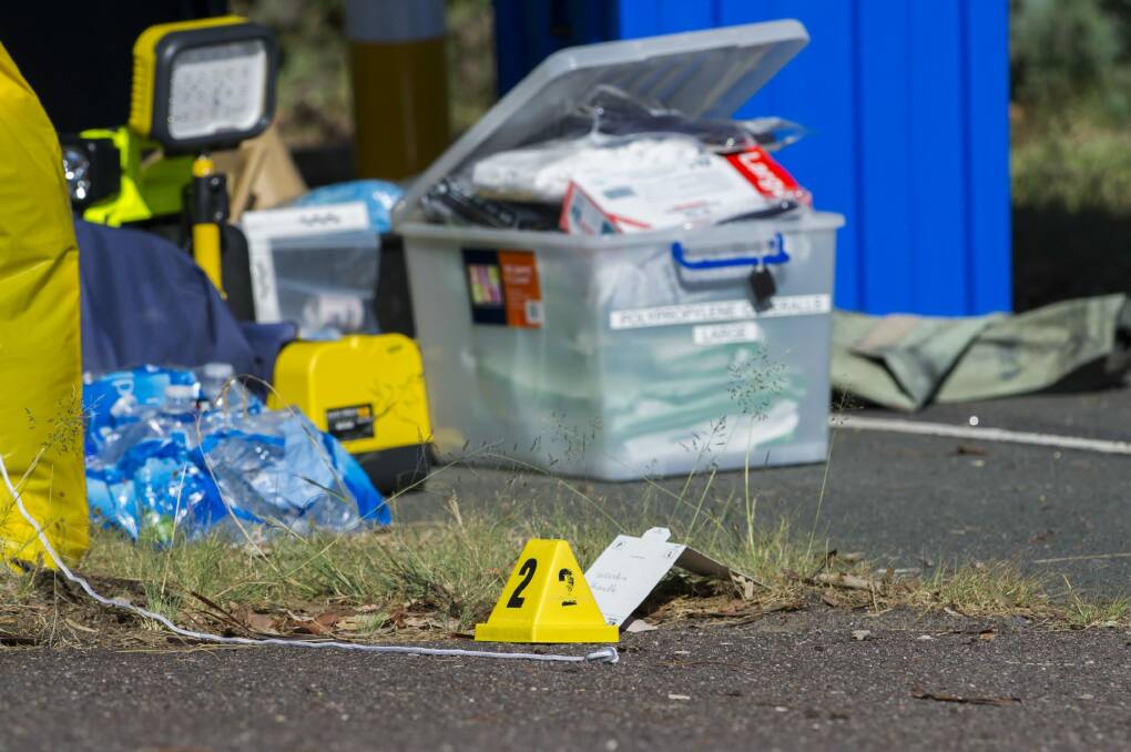 Police forensic equipment outside the home.  Photo: Rohan Thomson