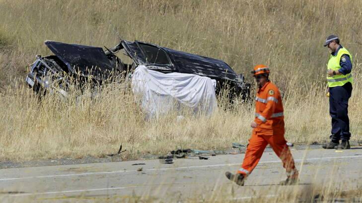 The scene of the fatal accident near Holbrook. Photo: David Thorpe, Border Mail