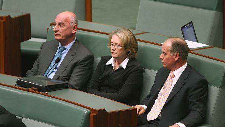 Liberal ''Wets'' Petro Georgiou, Judi Moylan and Russell Broadbent vote against their Coalition colleagues in 2006. Photo: Chris Lane
