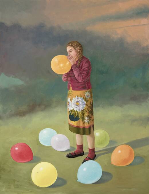 Graeme Drendel, <i>The Balloonist</i> in <i>On uneven ground</i> at Beaver Galleries. Photo: Supplied