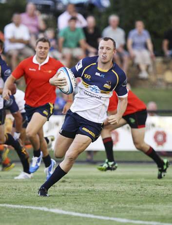 Jesse Mogg of the Brumbies scores  during the Super Rugby trial match against  the ACT XV. Photo: Getty