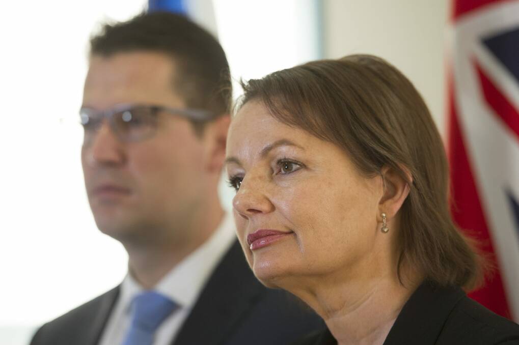Senator for the ACT, Zed Seselja and Minister for Health, Sussan Ley 
announce funding for the ACT for local drug and alcohol rehabilitation services in order to tackle the problem of ice. Photo: Jay Cronan