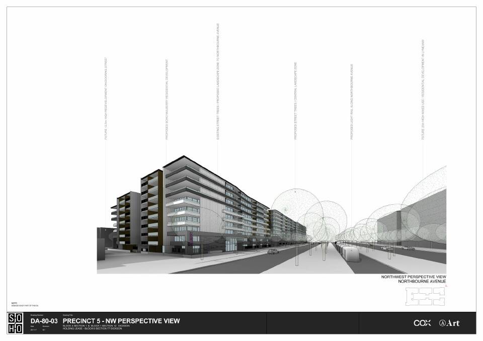An artist's impression of the Soho development, planned for Northbourne Avenue.