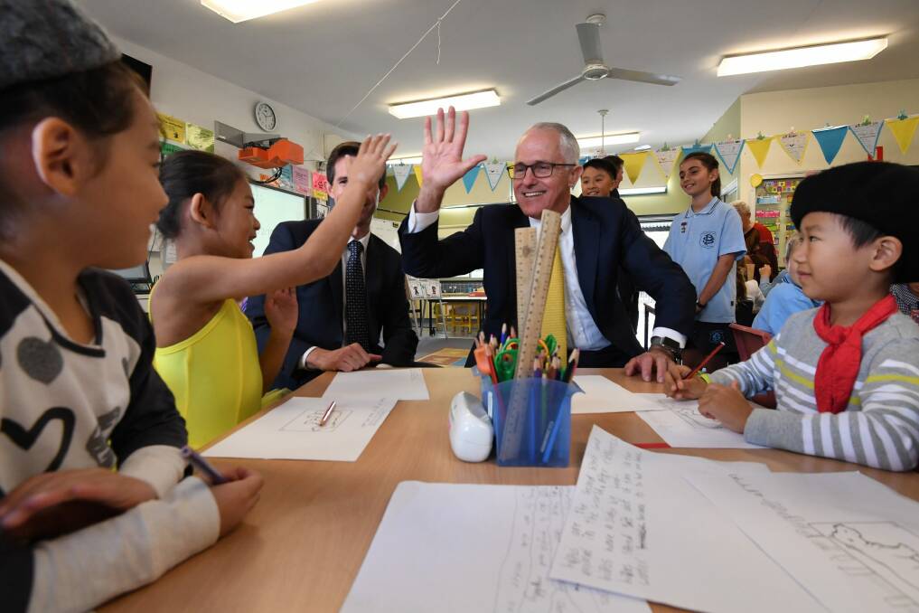 Prime Minister Malcolm Turnbull visit North Strathfield Public School to sell the merits of his planned school funding changes. Photo: Peter Rae