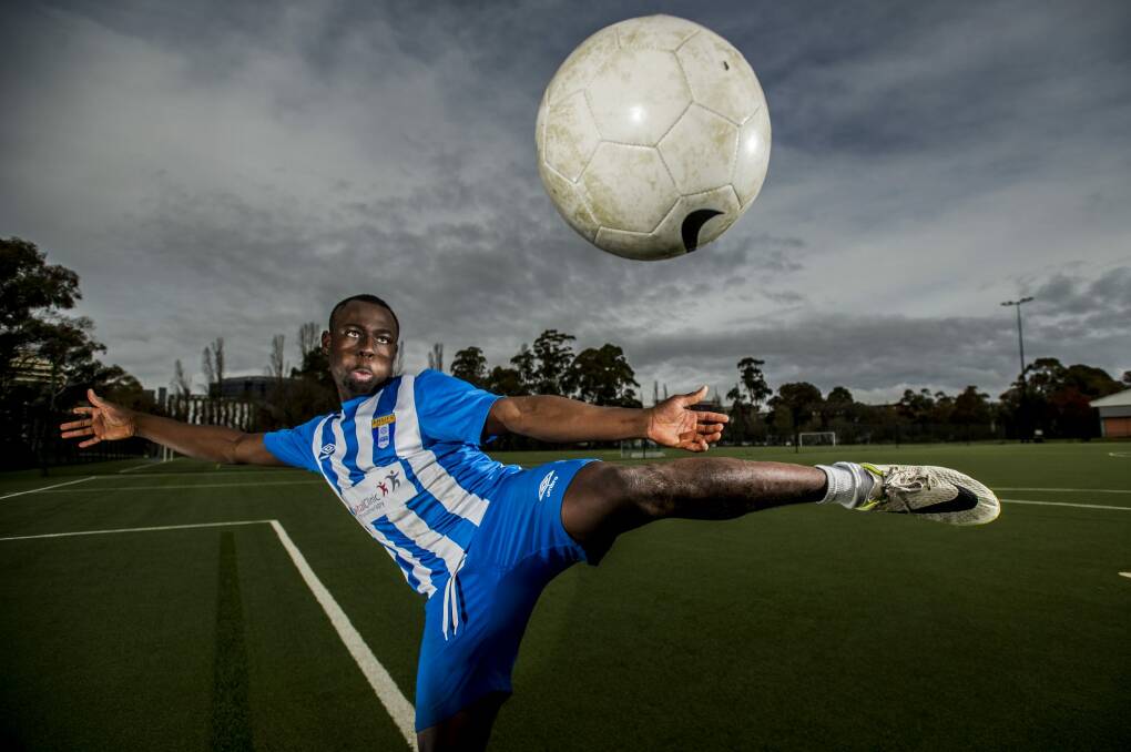 ANU striker Olaide Yinka-Kehinde is the leading goal-scorer in the Capital League. Photo: Jay Cronan