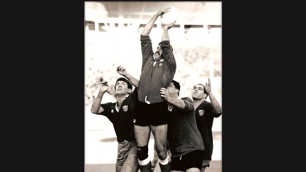 Mike Kelly jumping in a lineout for the Army Boys. Photo: Supplied