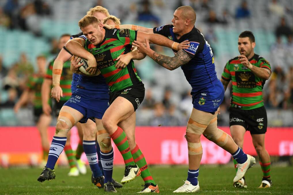 Charge: Tom Burgess was in great form for the Rabbitohs. Photo: AAP