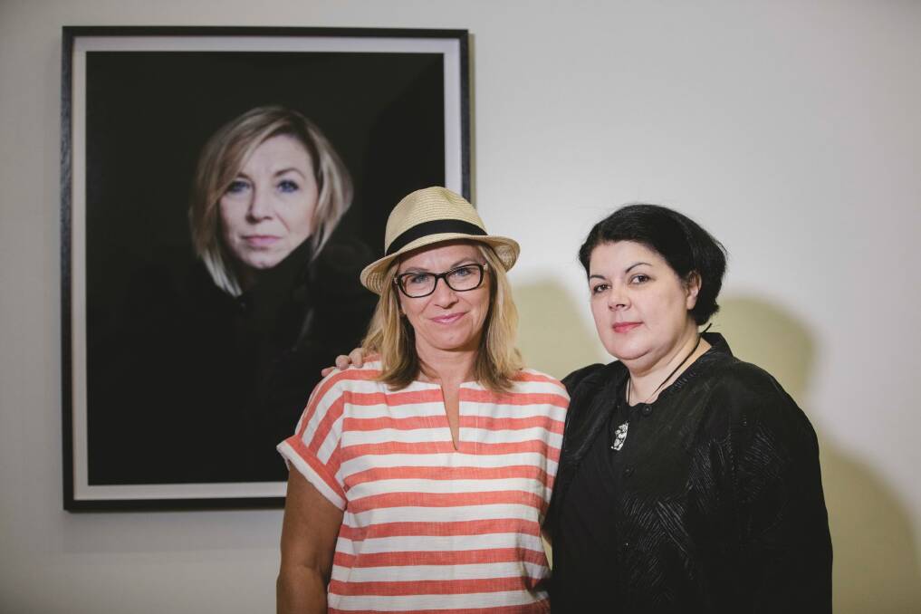 Rosie Batty and photographer Nikki Toole at the National Portrait Gallery. Photo: Jamila Toderas