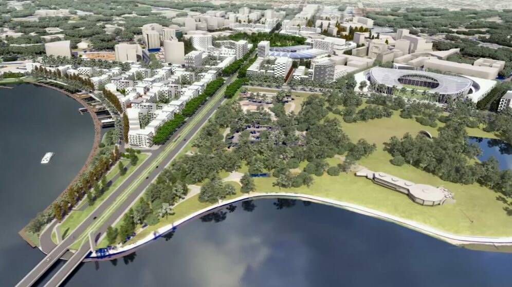 The future redevelopment of West Basin would require reclaiming as much as 25 metres of Lake Burley Griffin. Picture: Supplied