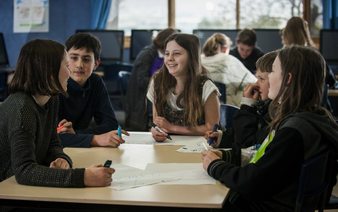 Orana Steiner School year 7 and 8 students Grace Andlee, Josh Edye, Lucy Roberts, Adam Parinos and Will Ilbery will be taking part in a start-up camp for teens. Photo: Elesa Kurtz