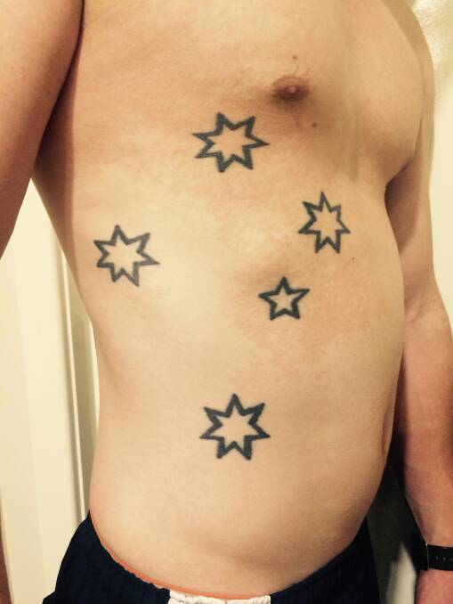 Advance Australia Fair? The southern cross is the tattoo most men in Canberra regret. Photo: Supplied
