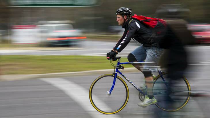 A cyclist Northbourne Ave, Braddon. Photo: Rohan Thomson