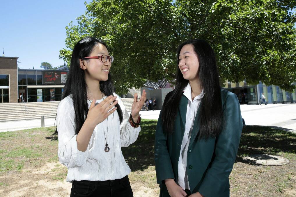 Top year 12 students Jiheng Xu of Canberra College and Vanessa Ma of Canberra Girls Grammar School. Photo: Jeffrey Chan