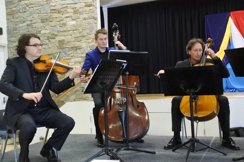 Members of the Canberra Symphony Orchestra playing to school students at St Gregory's Primary School in Queanbeyan as part of the Music In My School program. Photo: Andrew Brown