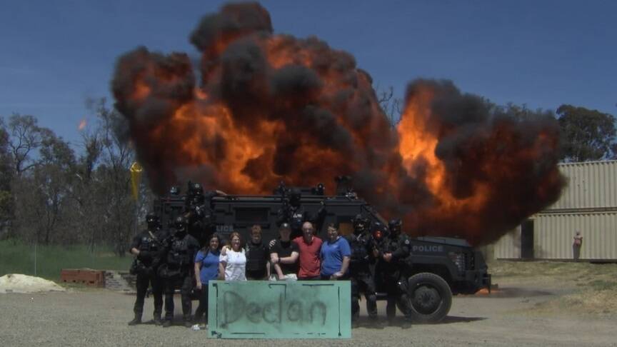Declan loves adventure, and wished to go on an action-packed adventure to blow stuff up with the AFP. Photo: Supplied