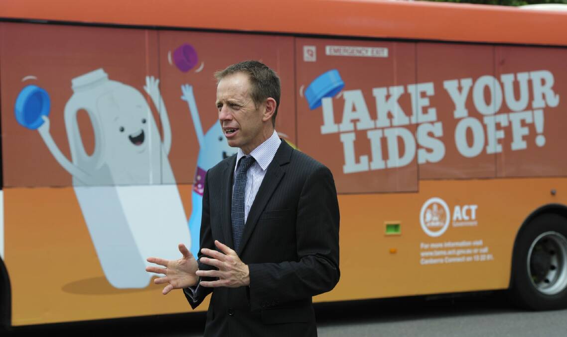 Territory and Municipal Services Minister Shane Rattenbury said bus advertising should reflect community values and government policy objectives. Photo: Graham Tidy