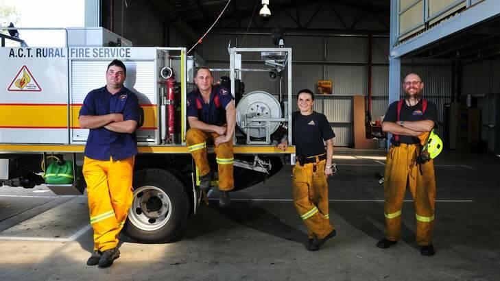 Volunteer firefighters Dennis Harding, Jamie Schulhin, Charlotte Adams and Matt Leonard. Photo: Melissa Adams