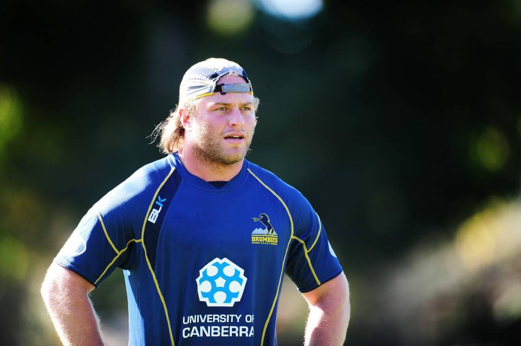 Not interested in a contract: Retired ACT Brumbies prop Dan Palmer in 2013 has taken up a coaching role with the side this year. Photo: Katherine Griffiths