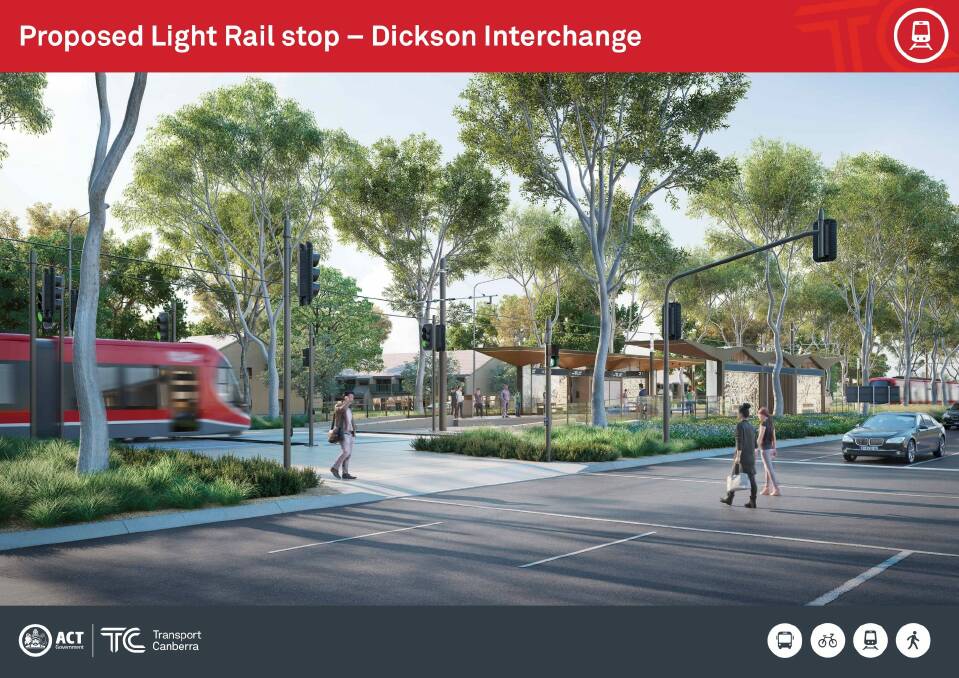The light rail stop at Dickson. Photo: Supplied