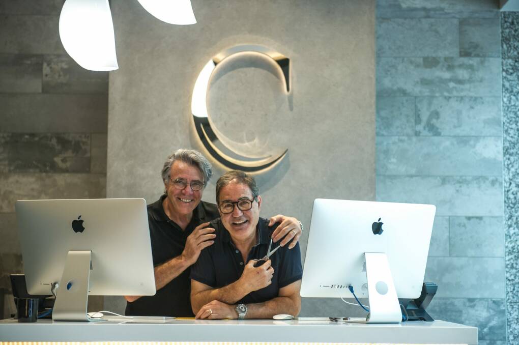 Emilio and Angelo Cataldo in the new Ainslie Place salon. Photo: karleen minney