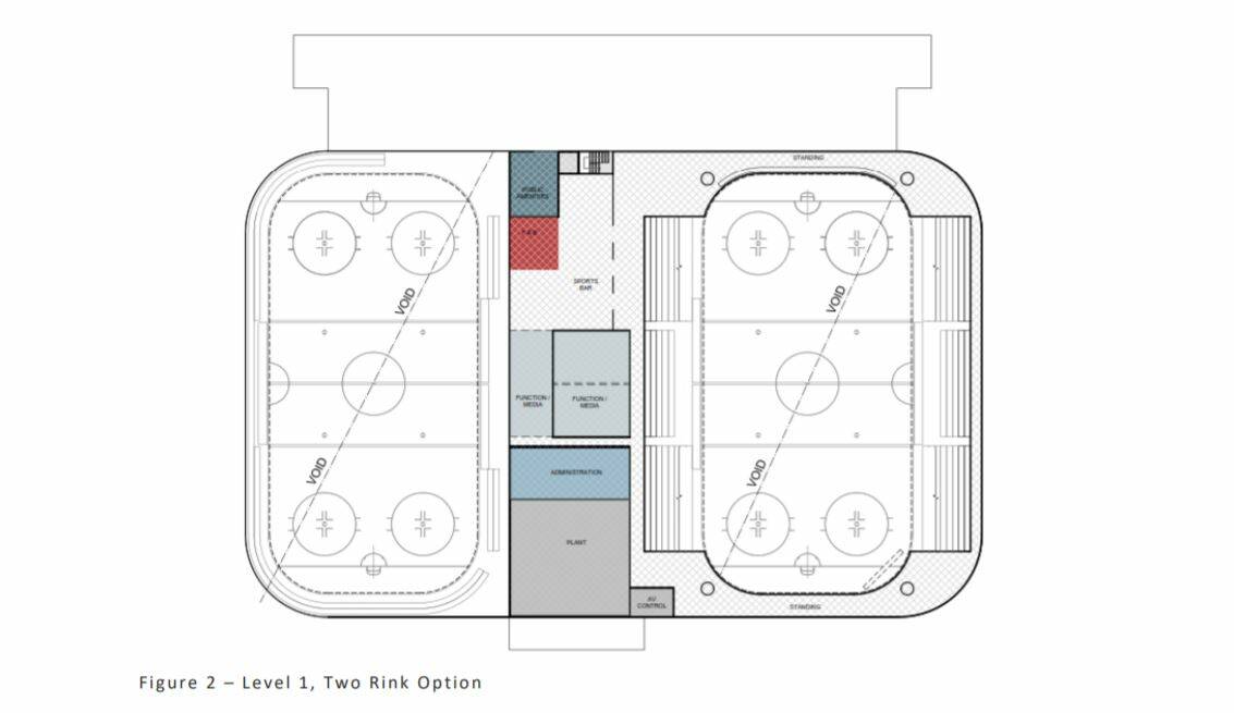 The first floor of the proposed $35 million, two-storey, two-rink facility. Photo: Supplied
