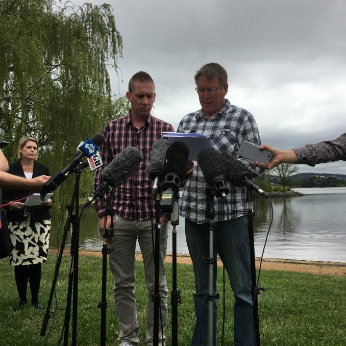 Dave Turner and Shayne Goodchild thanked the community in a statement in Canberra on Friday. Photo: Karleen Minney