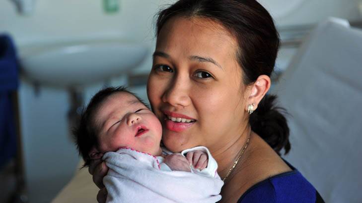 Liera Giberti, the first baby to be born in the new ward, with her mother Mary Giberti. Photo: Karleen Minney