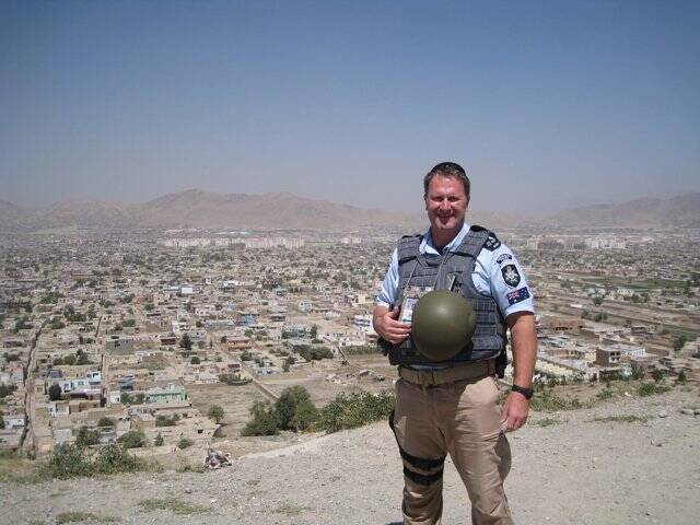 AFP Commander Grant Edwards in Afghanistan in 2015, before his mental health began deteriorating. Photo: Supplied