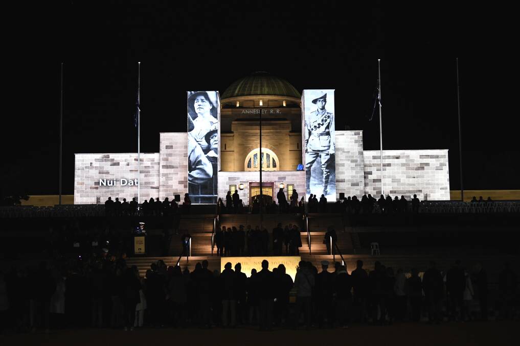 Projections at the Australian War Memorial. Photo: AAP