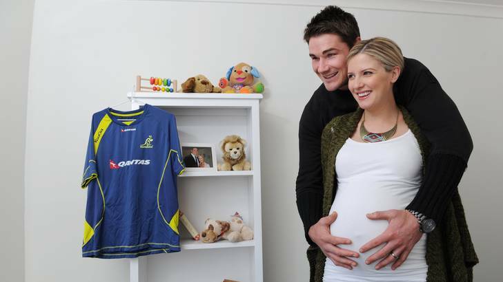 ACT Brumbies captain Ben Mowen and wife Lauren are expecting their first child in four weeks. Photo: Colleen Petch
