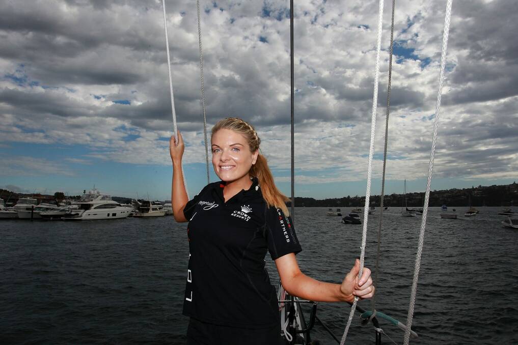 Erin Molan was forced to confront her childhood fear of waves in the Sydney to Hobart on Perpetual Loyal. Photo: Lisa Maree Williams